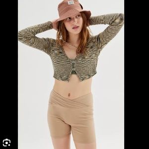 UO Out From Under V-Front Bike Short Tan Cream Nude XS S SM Small